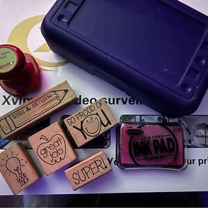 Purple Stamp Set with Ink Pad